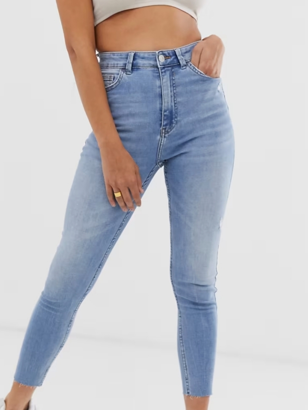 Bershka High-waist Skinny Light Blue Jeans - Women